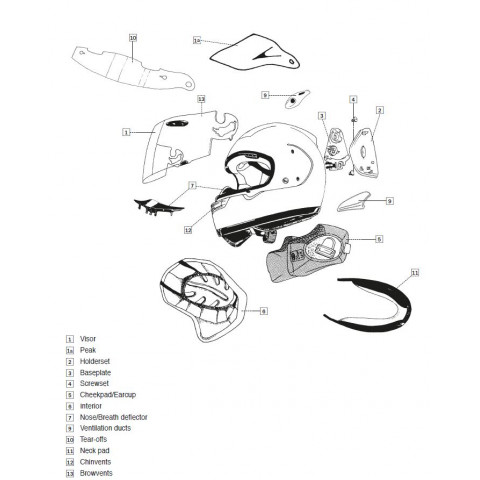 Platine écran SAJ ARAI casque intégral Blossom