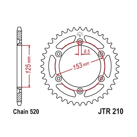 Couronne JT SPROCKETS 53 dents acier standard pas 520 type 210