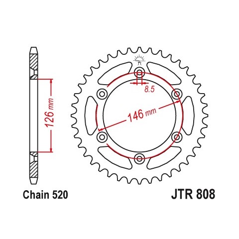 Couronne JT SPROCKETS 50 dents acier standard pas 520 type 808