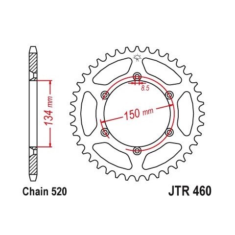 Couronne JT SPROCKETS 49 dents acier standard pas 520 type 460