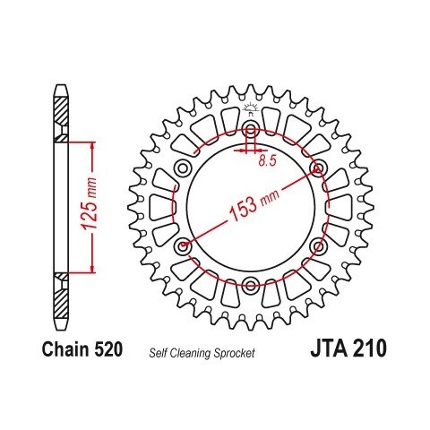 Couronne JT SPROCKETS Aluminium Ultra-Light anti-boue 210-520