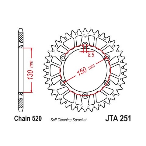 Couronne JT SPROCKETS Aluminium Ultra-Light anti-boue 251-520