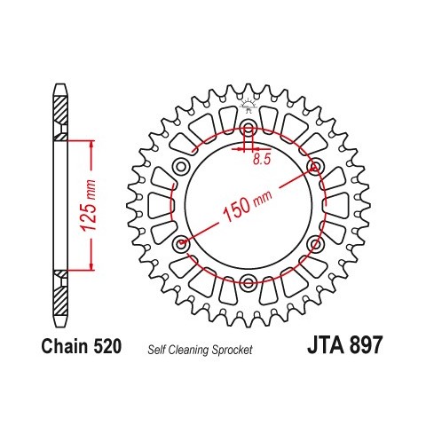 Couronne JT SPROCKETS Aluminium Ultra-Light anti-boue 897-520