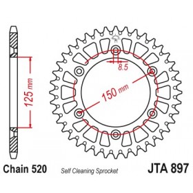 Couronne JT SPROCKETS Aluminium Ultra-Light anti-boue 897-520