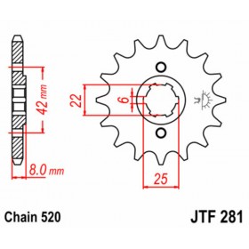 Pignon JT SPROCKETS acier standard 281 - 520