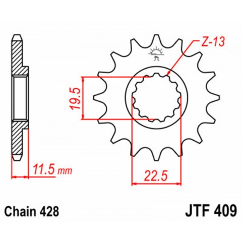 Pignon JT SPROCKETS acier standard 409 - 428