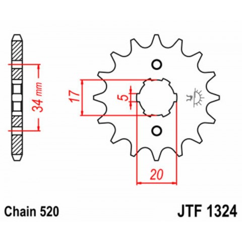 Pignon JT SPROCKETS acier standard 1324 - 520