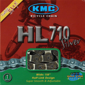 Chaîne de vélo KMC HL1 Wide demi-maillon - 100 maillons 1 vitesses Chromée