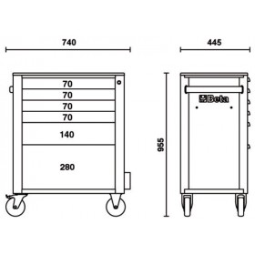 Servante mobile d'atelier à six modules BETA - orange