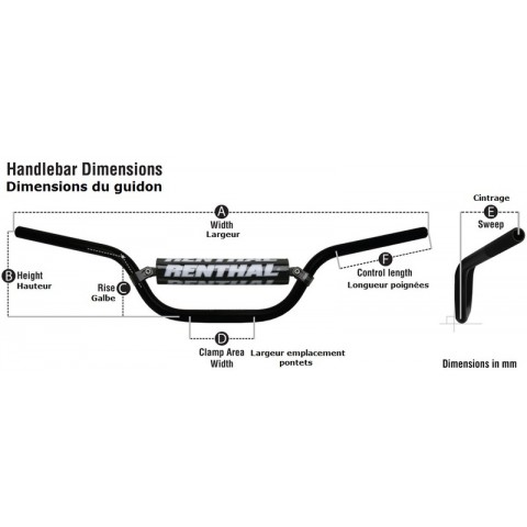 Guidon RENTHAL Fatbar 826 KTM High/Husq Enduro