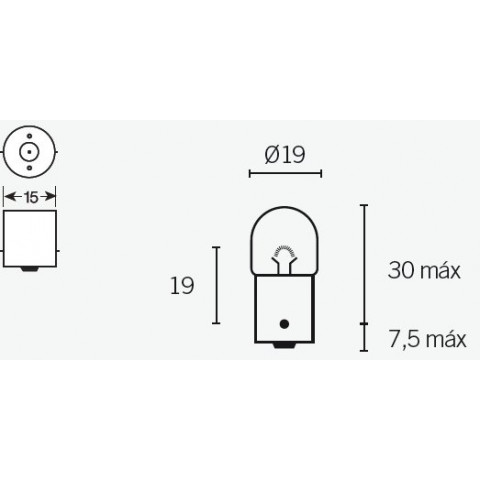 Boite de 10 ampoules V PARTS R5 12V-5W