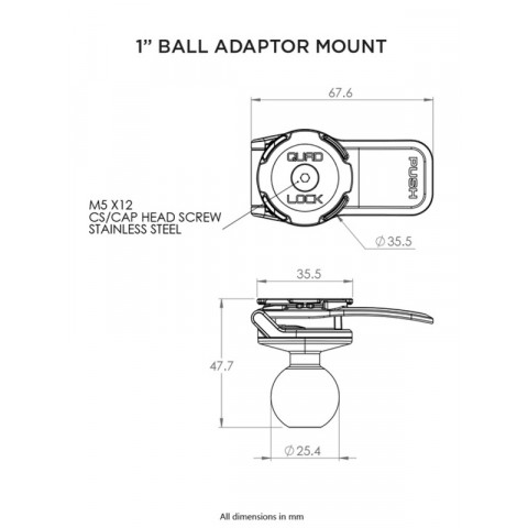 Adaptateur boule 1" QUAD LOCK - support moto RAM