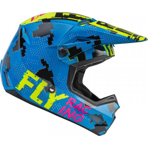 Casque enfant FLY RACING Kinetic Scan - bleu/jaune fluo/rose