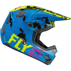 Casque enfant FLY RACING Kinetic Scan - bleu/jaune fluo/rose