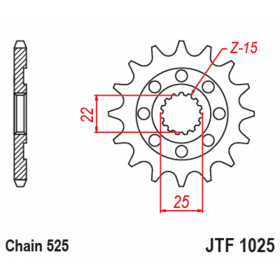 Pignon JT SPROCKETS acier standard 1022 - 525