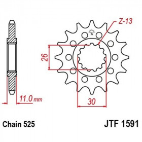 Pignon JT SPROCKETS acier anti-bruit 1591 - 525