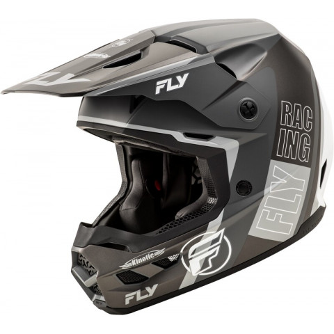 Casque FLY RACING Kinetic Rally - gris matte/noir/blanc