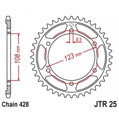 Couronne JT SPROCKETS acier standard 25 - 428