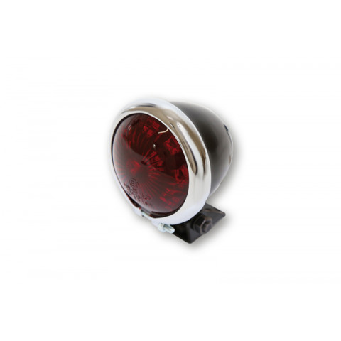 HIGHSIDER smart LED taillight BATES STYLE, black housing with chrome frame, red glass