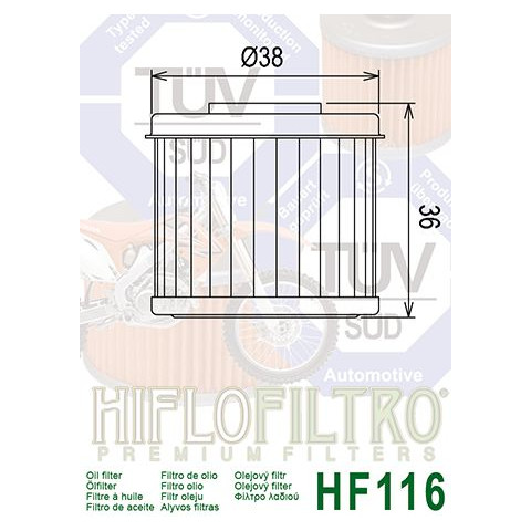 Filtre à huile HIFLOFILTRO HF116