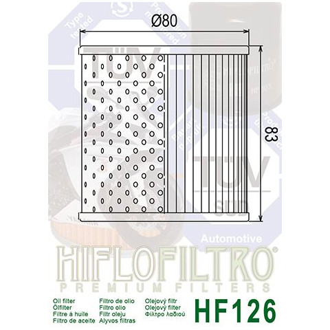 Filtre à huile HIFLOFILTRO HF126 Kawasaki