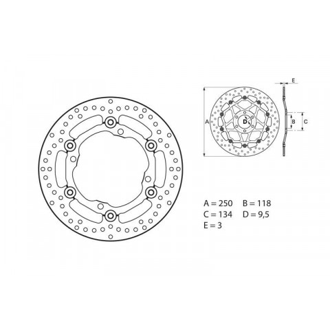 Disque de frein avant Brembo Serie ORO rond flottant Suzuki RM-Z450