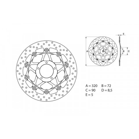 Disque de frein avant Brembo Serie ORO rond flottant Ducati 999 BIPOSTO/R/S