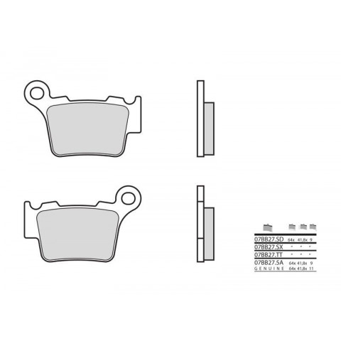 Plaquettes de frein BREMBO 07BB27SX métal fritté