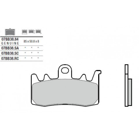 Plaquettes de frein BREMBO 07BB38SA métal fritté