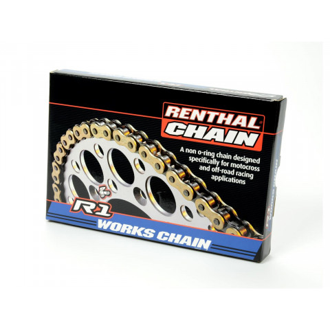 Chaîne de transmission RENTHAL 420 R1 Works 118 maillons or/noir