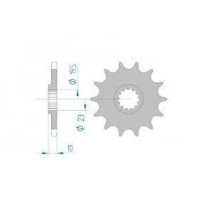 Pignon AFAM 13 dents acier anti-boue type 22303 pas 520 SUZUKI RM 250