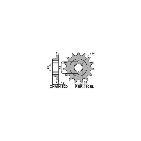 Pignon PBR 15 dents acier standard pas 520 type 490BL