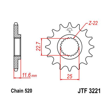 Pignon JT SPROCKETS 10 dents acier pas 520 type 3221