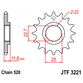 Pignon JT SPROCKETS 10 dents acier pas 520 type 3221