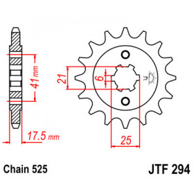 Pignon JT SPROCKETS 15 dents acier pas 525 type 294