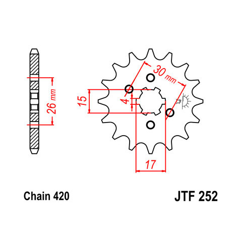 Pignon JT SPROCKETS 14 dents acier pas 420 type 252