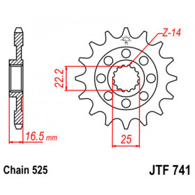 Pignon JT SPROCKETS 15 dents acier pas 525 type 741 Ducati