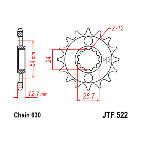 Pignon JT SPROCKETS 15 dents acier pas 630 type 522