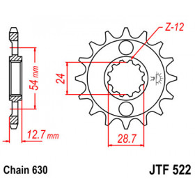 Pignon JT SPROCKETS 15 dents acier pas 630 type 522