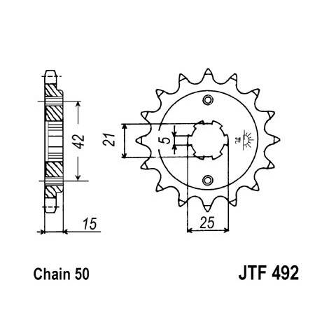 Pignon JT SPROCKETS 15 dents acier pas 520 type 492