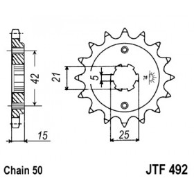 Pignon JT SPROCKETS 15 dents acier pas 520 type 492