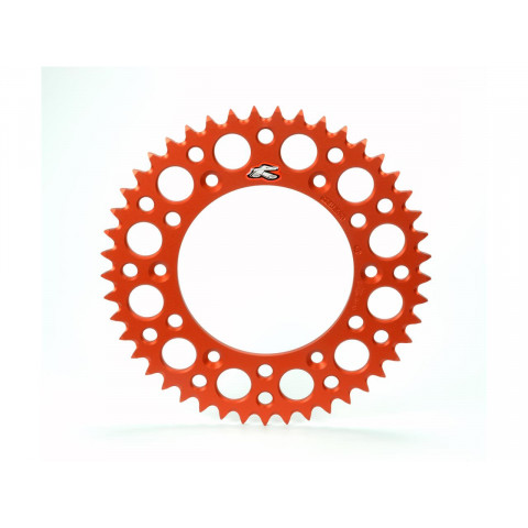 Couronne RENTHAL Ultralight™ 46 dents alu anti-boue pas 520 type 224U anodisé orange KTM