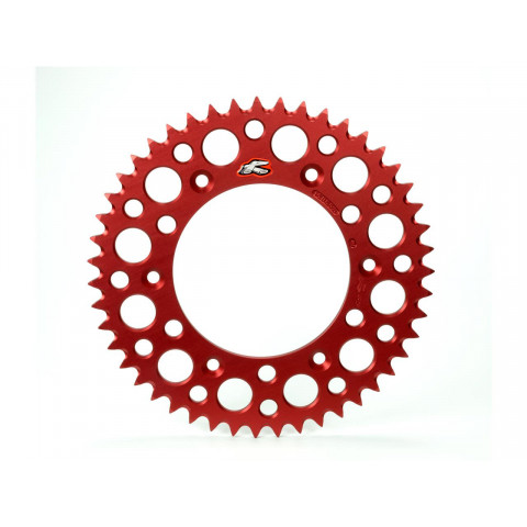 Couronne RENTHAL Ultralight™ 53 dents alu anti-boue pas 520 type 154U anodisé rouge Honda