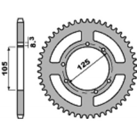 Couronne PBR 56 dents alu ultra-light pas 428 type 4413 Derbi DRD 125