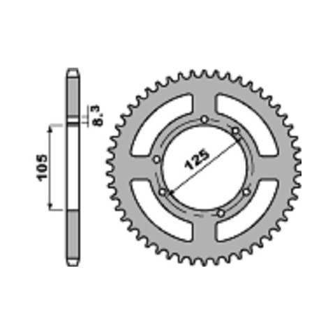 Couronne PBR 52 dents alu ultra-light pas 428 type 4413 Derbi DRD 125