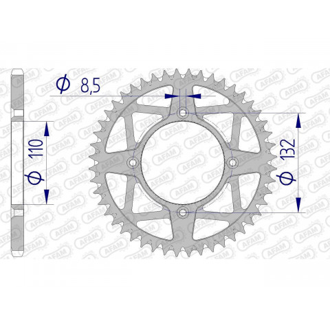 Couronne AFAM 48 dents alu pas 520 type 72306 KTM Freeride 350/250R