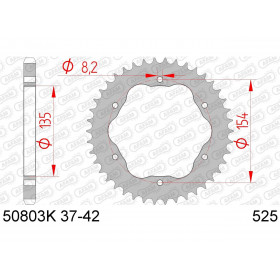 Couronne AFAM 38 dents acier pas 525 type 50803K