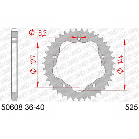 Couronne AFAM 43 dents acier pas 525 type 50608K Ducati 998 Monster S4R