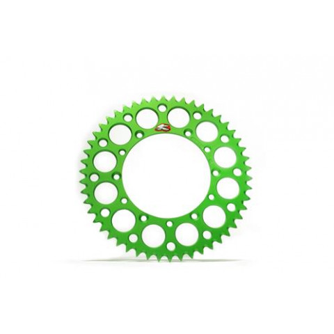 Couronne RENTHAL Ultralight™ 52 dents alu anti-boue pas 520 type 112U anodisé vert Kawasaki