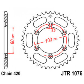 Couronne JT SPROCKETS 52 dents acier pas 420 type 1076